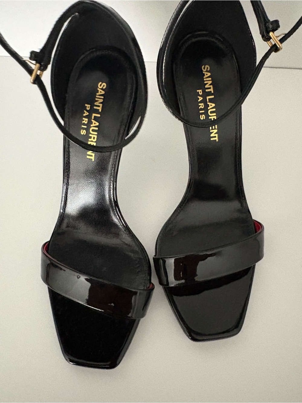 Saint Laurent Amber 85mm Black Patent Ankle-Strap Stiletto Sandals Sz 36 - Picture 5 of 5